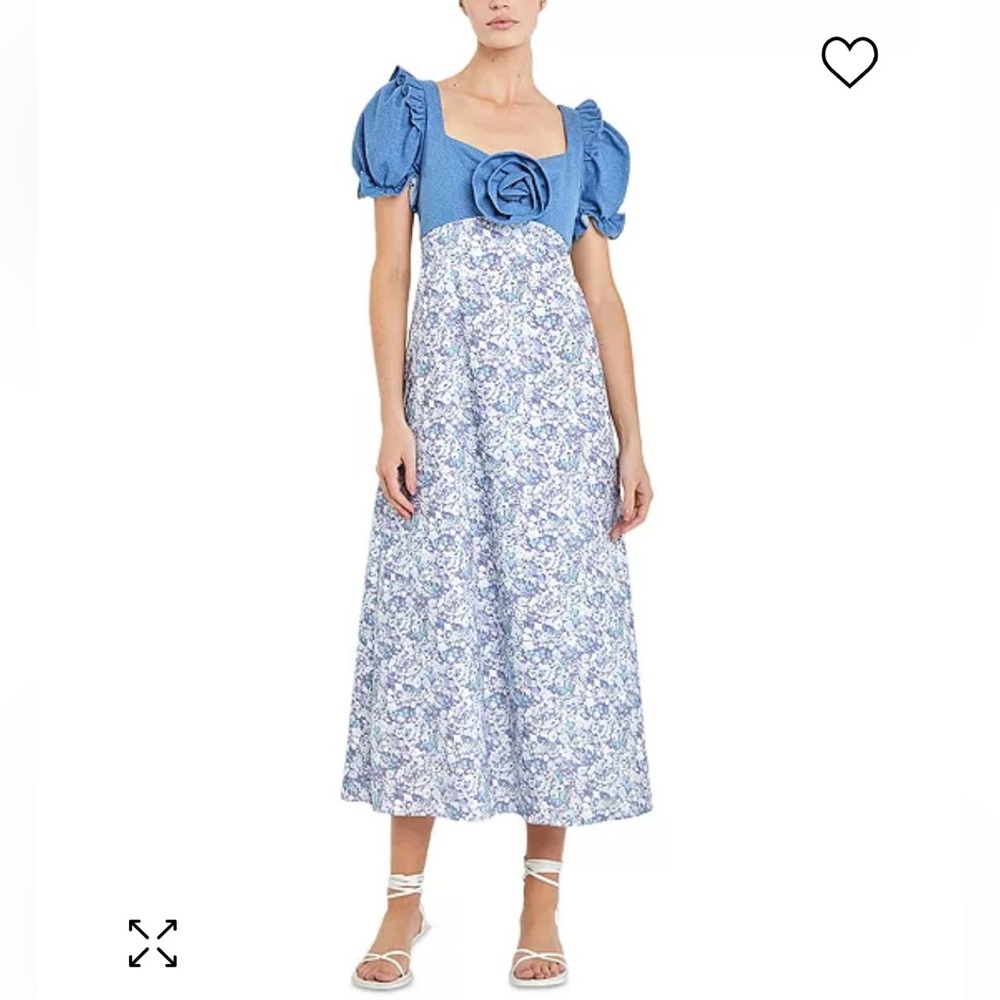 ENGLISH FACTORY BLUE FLORAL DRESS